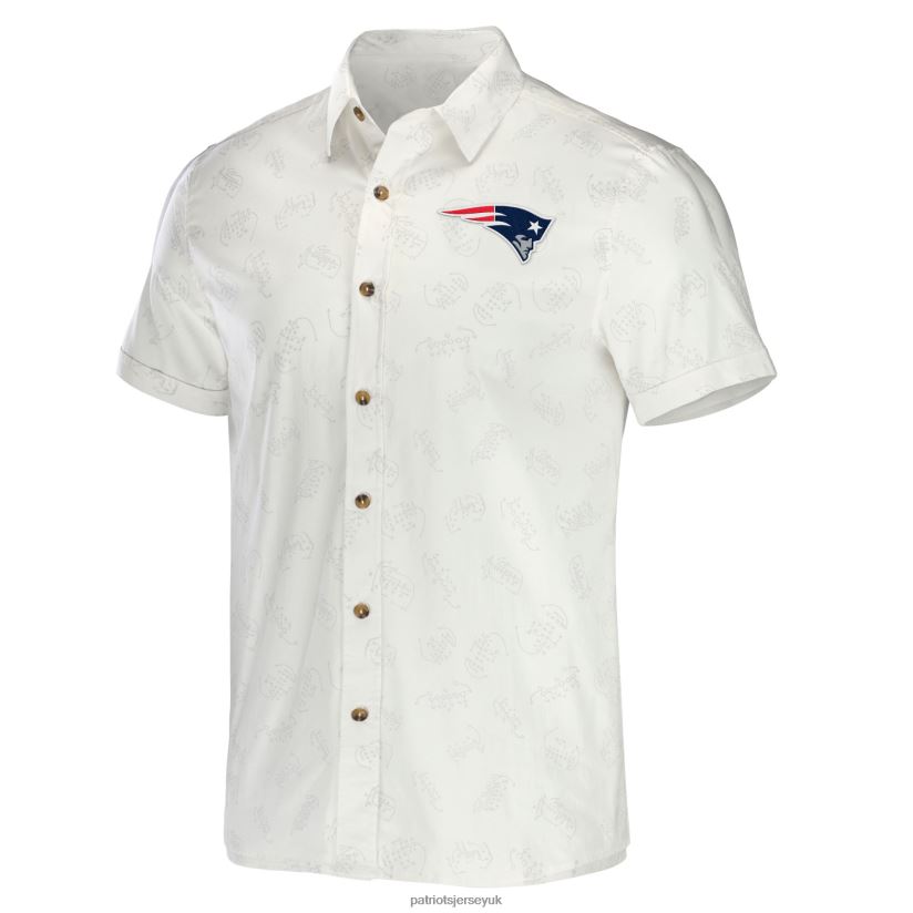 NFL x Darius Rucker Collection by Fanatics White Woven Button-Up T-Shirt Men Patriots Jersey Clothing 6B6H8J1807