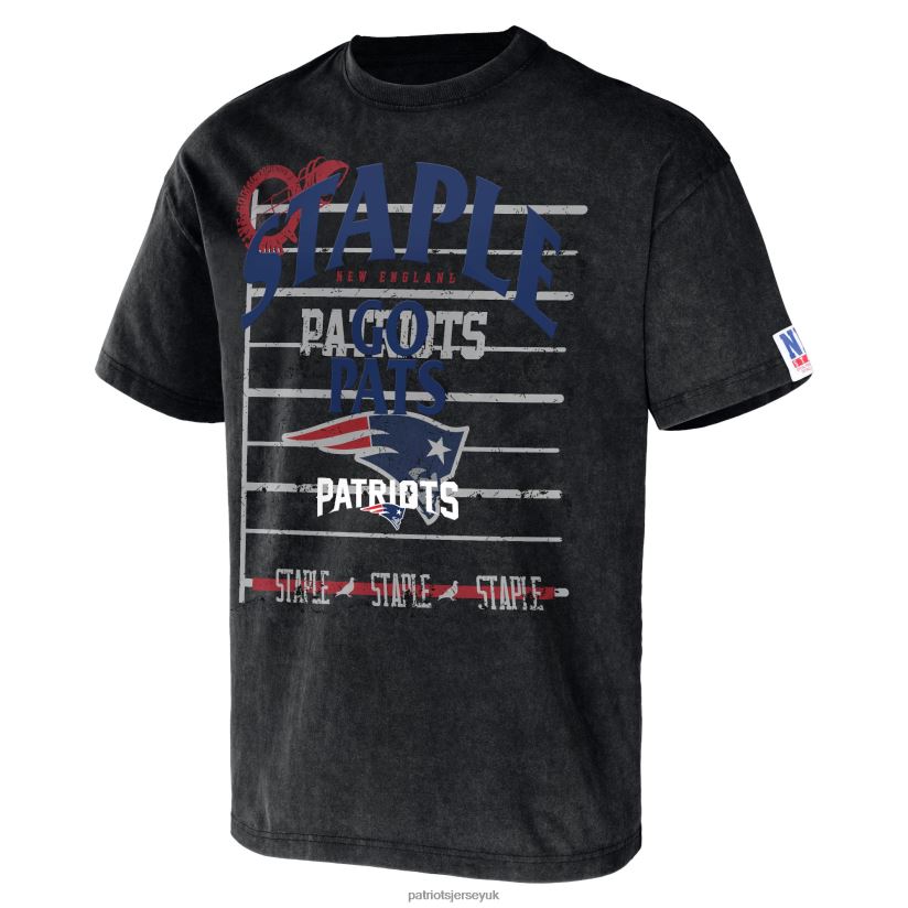 NFL x Staple Black Throwback Vintage Wash T-Shirt Men Patriots Jersey Clothing 6B6H8J1977