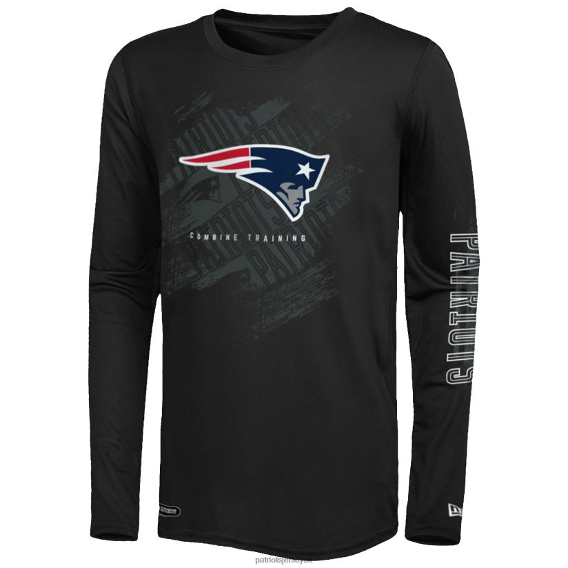 New Era Black Combine Authentic Action Long Sleeve T-Shirt Men Patriots Jersey Clothing 6B6H8J1898