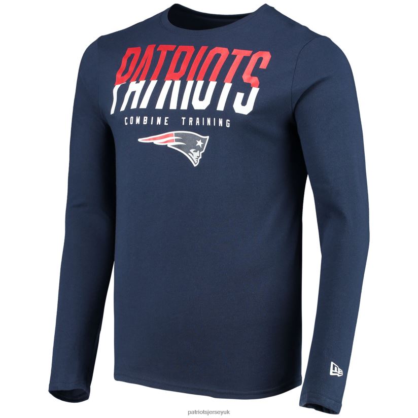 New Era Navy Combine Authentic Split Line Long Sleeve T-Shirt Men Patriots Jersey Clothing 6B6H8J2040