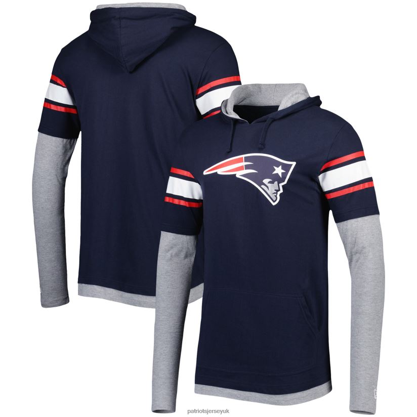 New Era Navy Long Sleeve Hoodie T-Shirt Men Patriots Jersey Clothing 6B6H8J1968