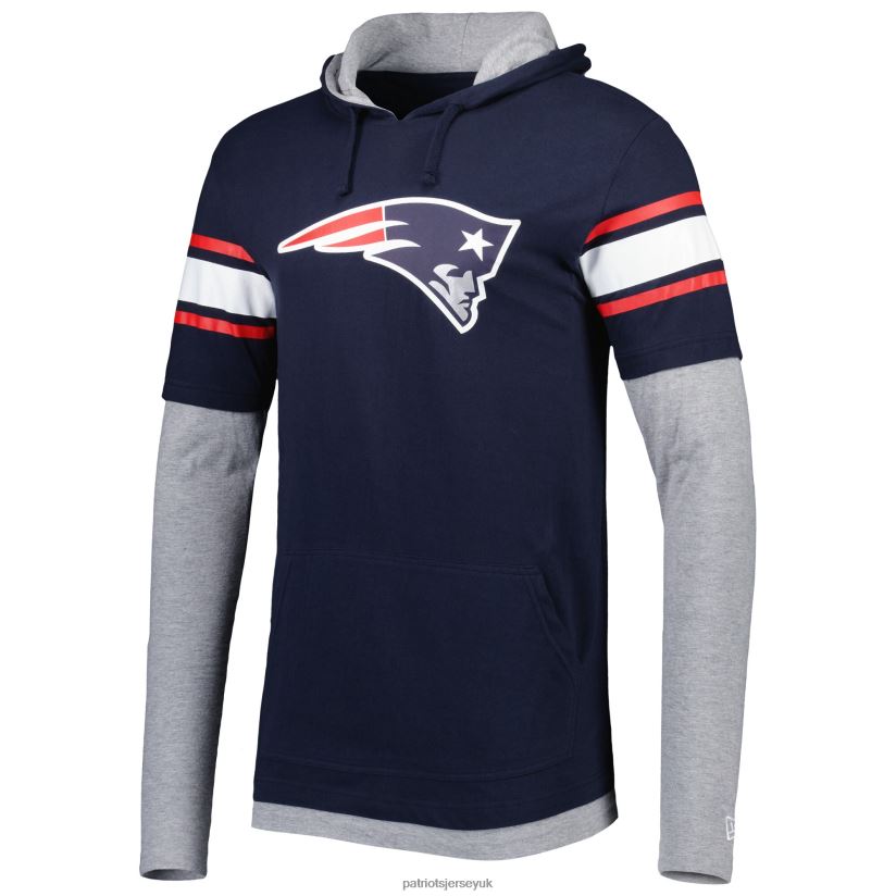 New Era Navy Long Sleeve Hoodie T-Shirt Men Patriots Jersey Clothing 6B6H8J1968