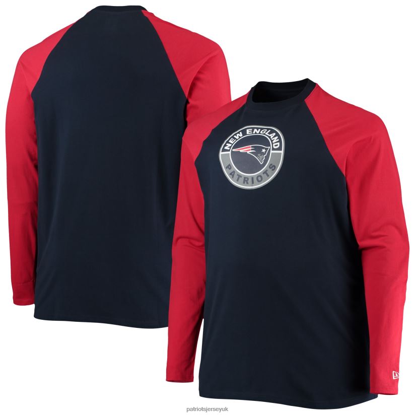 New Era Navy/Red Big & Tall League Raglan Long Sleeve T-Shirt Men Patriots Jersey Clothing 6B6H8J2024