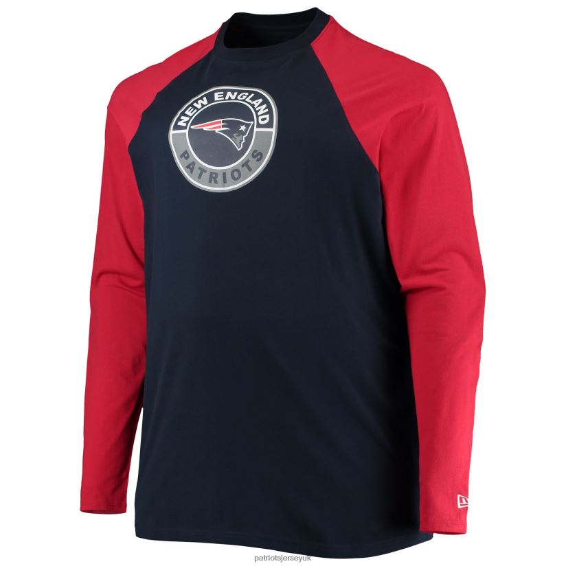 New Era Navy/Red Big & Tall League Raglan Long Sleeve T-Shirt Men Patriots Jersey Clothing 6B6H8J2024