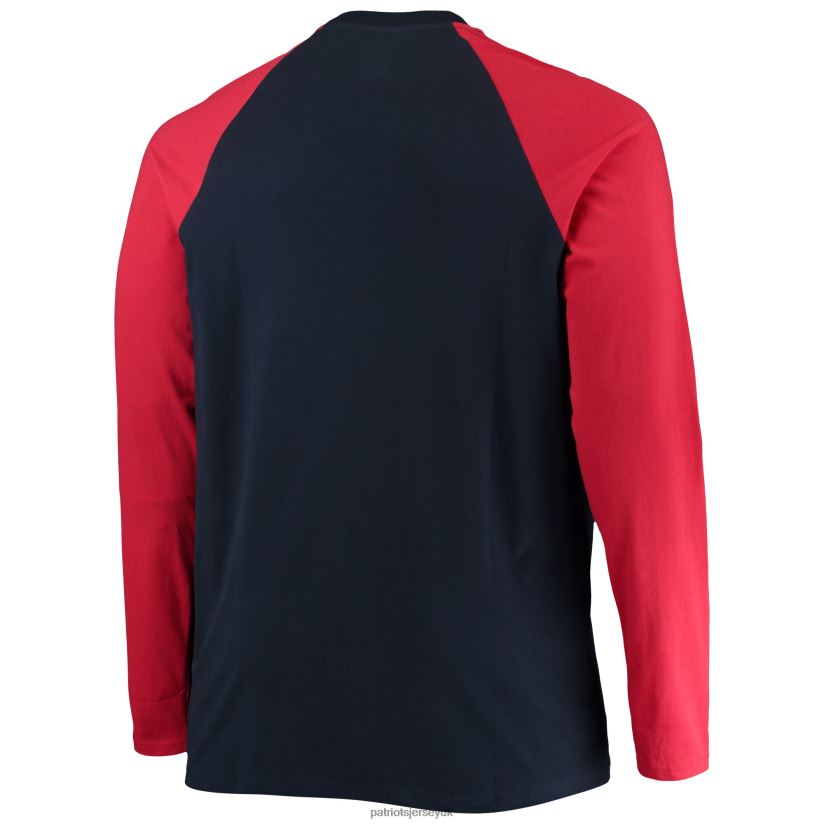 New Era Navy/Red Big & Tall League Raglan Long Sleeve T-Shirt Men Patriots Jersey Clothing 6B6H8J2024