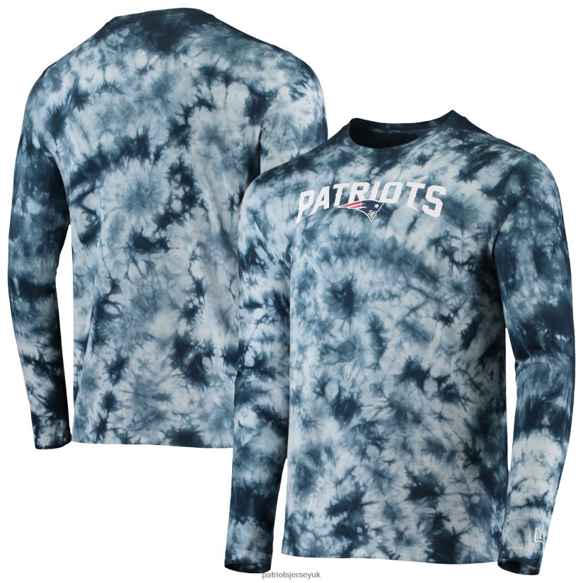 New Era Navy Tie-Dye Long Sleeve T-Shirt Men Patriots Jersey Clothing 6B6H8J2020