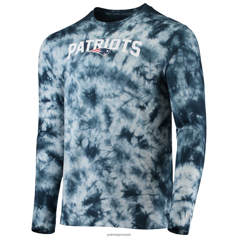 New Era Navy Tie-Dye Long Sleeve T-Shirt Men Patriots Jersey Clothing 6B6H8J2020