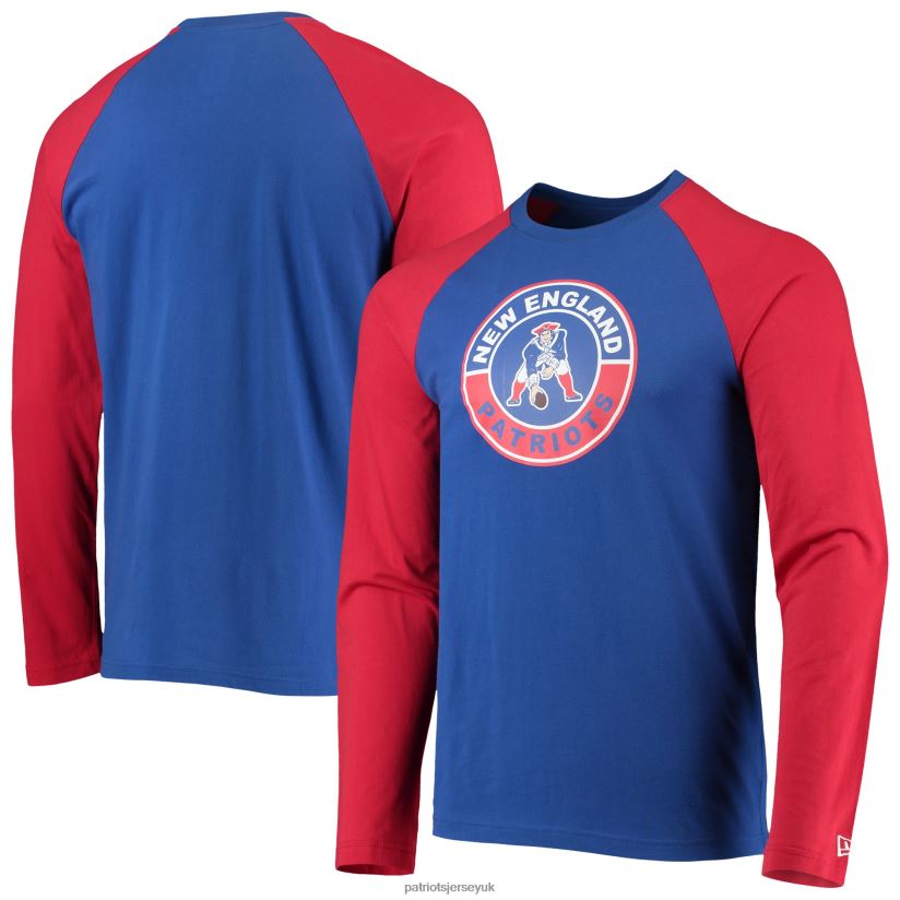 New Era Royal/Red League Raglan Throwback Long Sleeve T-Shirt Men Patriots Jersey Clothing 6B6H8J2075