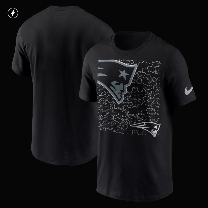 Nike Black RFLCTV T-Shirt Men Patriots Jersey Clothing 6B6H8J1809