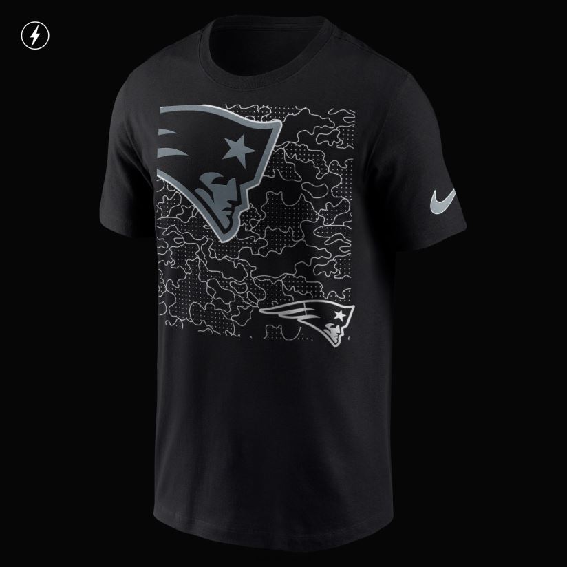 Nike Black RFLCTV T-Shirt Men Patriots Jersey Clothing 6B6H8J1809