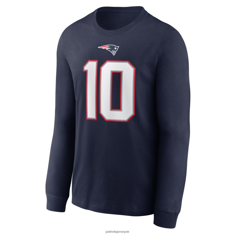 Nike Mac Jones Navy Player Name & Number Long Sleeve T-Shirt Men Patriots Jersey Clothing 6B6H8J2058