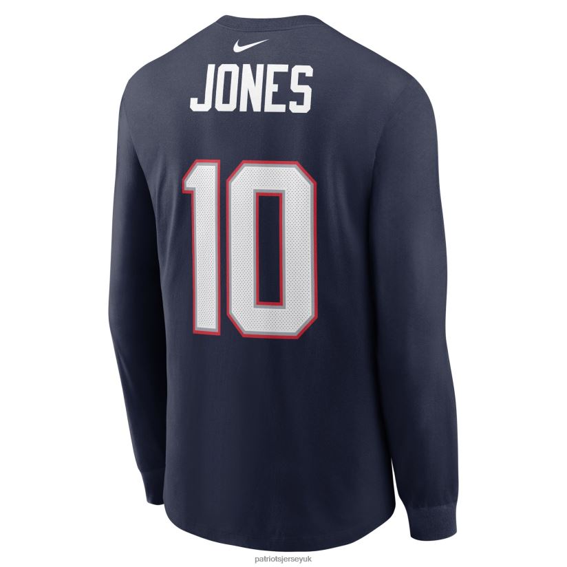 Nike Mac Jones Navy Player Name & Number Long Sleeve T-Shirt Men Patriots Jersey Clothing 6B6H8J2058