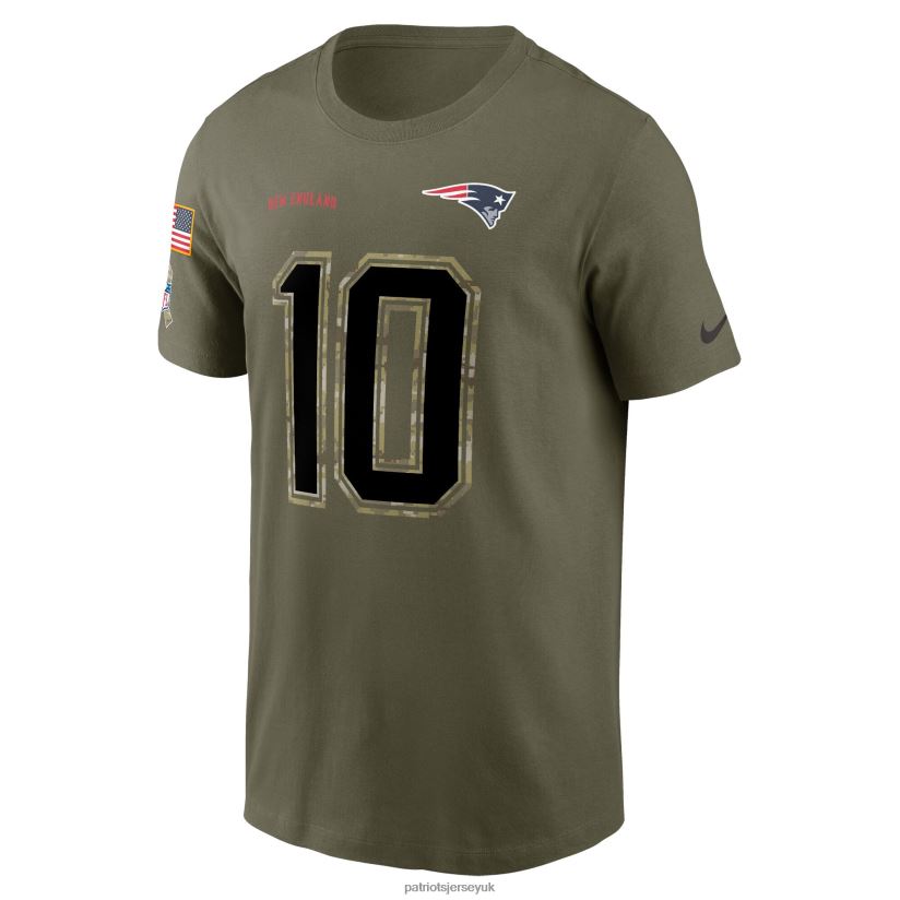Nike Mac Jones Olive 2022 Salute To Service Name & Number T-Shirt Men Patriots Jersey Clothing 6B6H8J1866