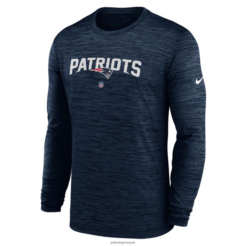 Nike Navy Sideline Team Velocity Performance Long Sleeve T-Shirt Men Patriots Jersey Clothing 6B6H8J1778