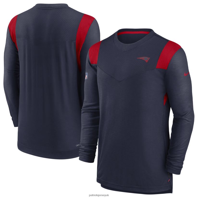 Nike Navy Sideline Tonal Logo Performance Player Long Sleeve T-Shirt Men Patriots Jersey Clothing 6B6H8J2009