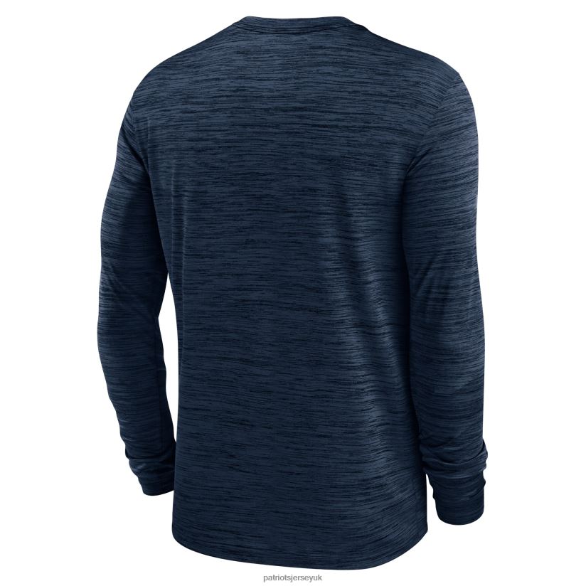 Nike Navy Sideline Velocity Athletic Stack Performance Long Sleeve T-Shirt Men Patriots Jersey Clothing 6B6H8J1840