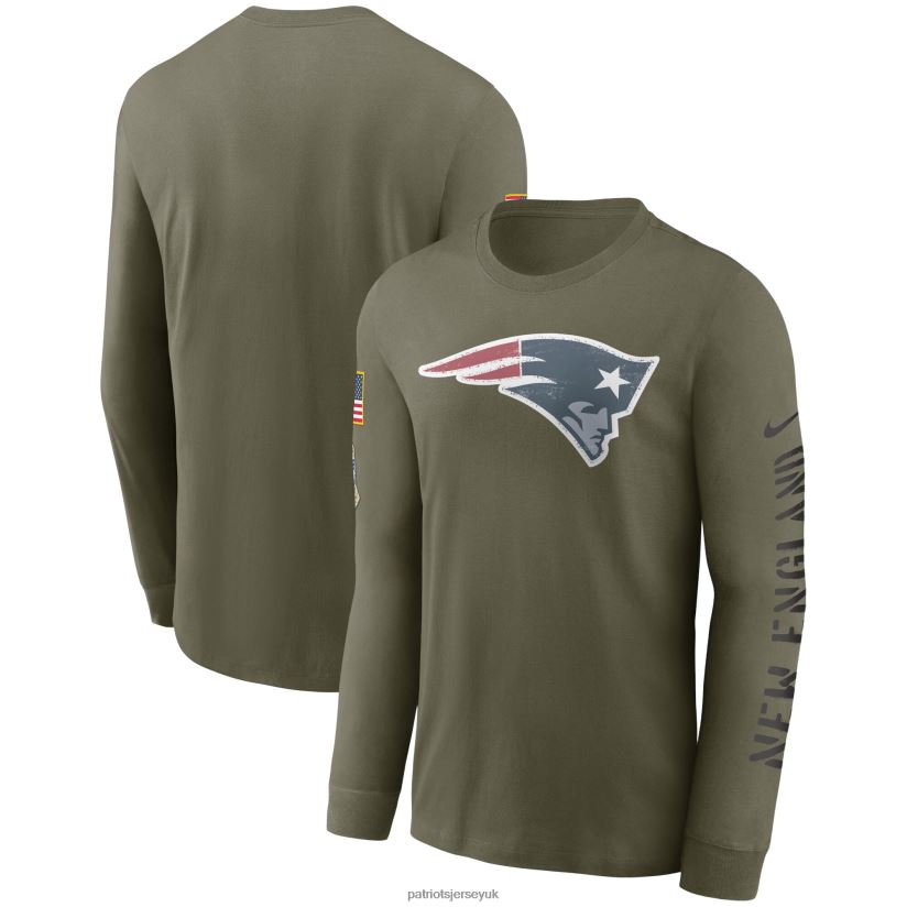 Nike Olive 2022 Salute To Service Long Sleeve T-Shirt Men Patriots Jersey Clothing 6B6H8J1793