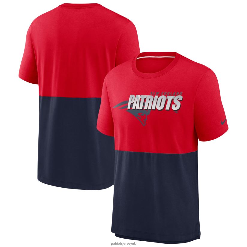 Nike Red/Navy Fan Gear Colorblock Tri-Blend T-Shirt Men Patriots Jersey Clothing 6B6H8J2070
