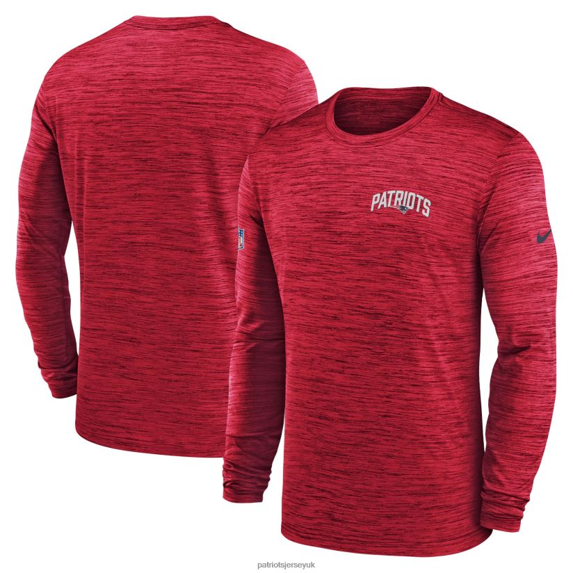 Nike Red Sideline Velocity Athletic Stack Performance Long Sleeve T-Shirt Men Patriots Jersey Clothing 6B6H8J1941
