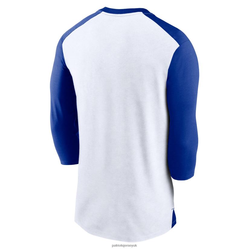 Nike White/Royal Rewind 3/4-Sleeve T-Shirt Men Patriots Jersey Clothing 6B6H8J1780
