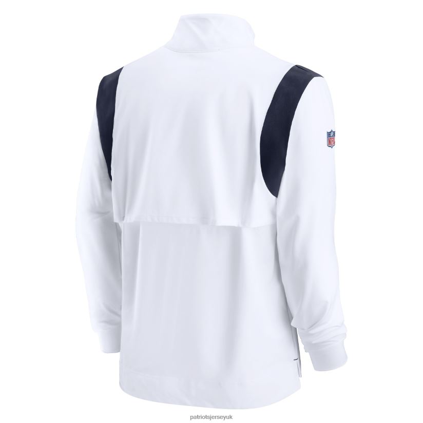 Nike White Sideline Coach Chevron Lockup Quarter-Zip Long Sleeve Top Men Patriots Jersey Clothing 6B6H8J1828
