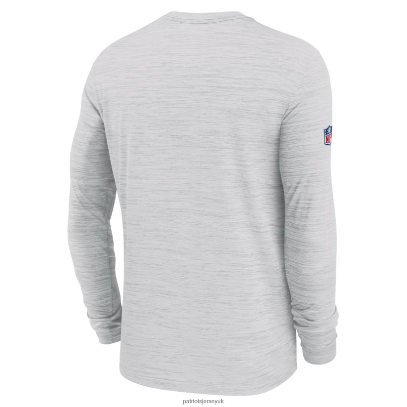Nike White Sideline Velocity Athletic Stack Performance Long Sleeve T-Shirt Men Patriots Jersey Clothing 6B6H8J1836