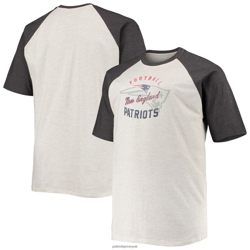 Oatmeal/Heathered Charcoal Big & Tall Raglan T-Shirt Men Patriots Jersey Clothing 6B6H8J2059