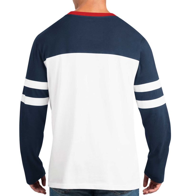 Starter Navy/White Halftime Long Sleeve T-Shirt Men Patriots Jersey Clothing 6B6H8J2001