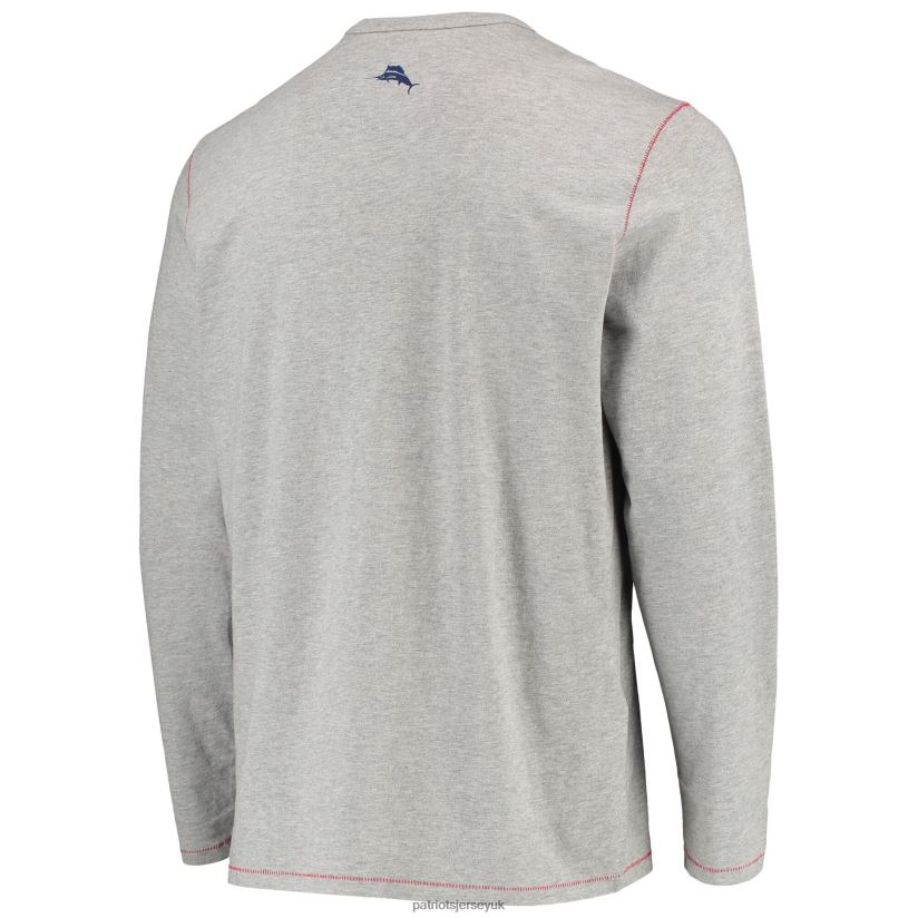 Tommy Bahama Heathered Gray Sport Lei Pass Long Sleeve T-Shirt Men Patriots Jersey Clothing 6B6H8J2044
