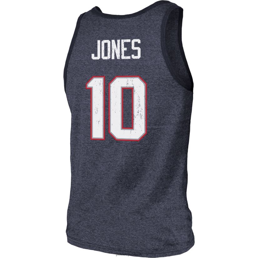 Majestic Threads Mac Jones Heathered Navy Player Name & Number Tri-Blend Tank Top Men Patriots Jersey Clothing 6B6H8J2011