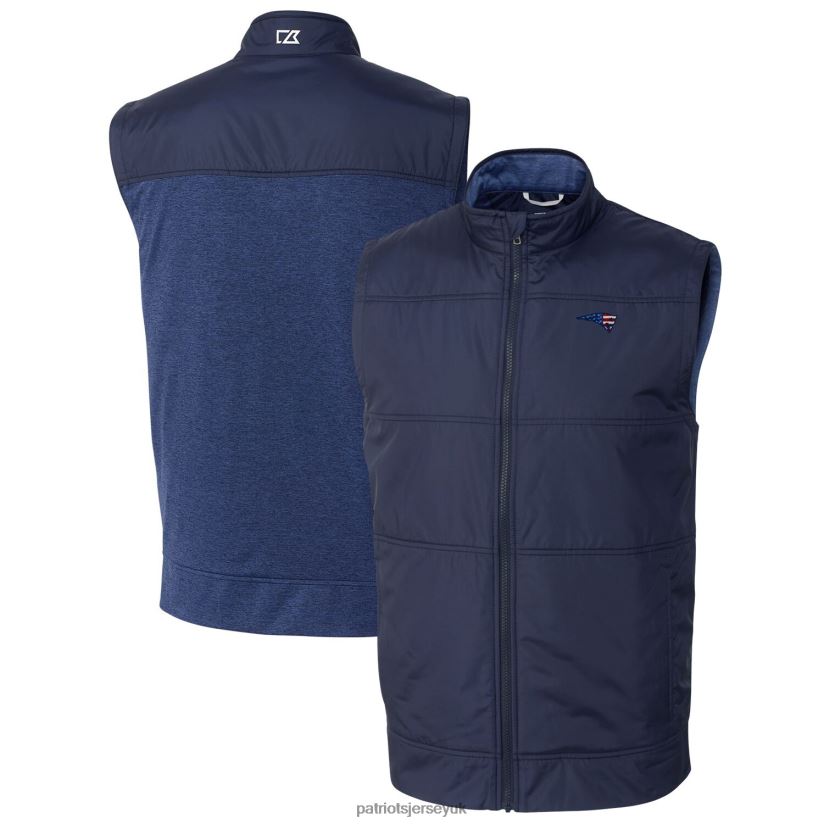 Cutter & Buck Navy Big & Tall Stealth Hybrid Windbreaker Full-Zip Vest Men Patriots Jersey Clothing 6B6H8J2101