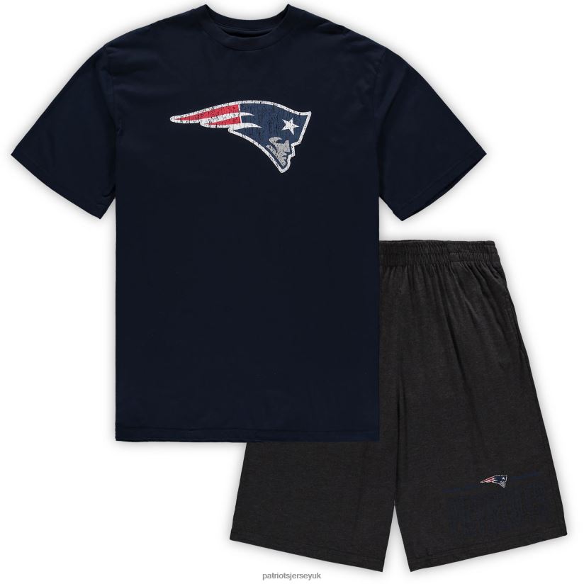 Concepts Sport Navy/Heathered Charcoal Big & Tall T-Shirt & Shorts Set Men Patriots Jersey Clothing 6B6H8J1857
