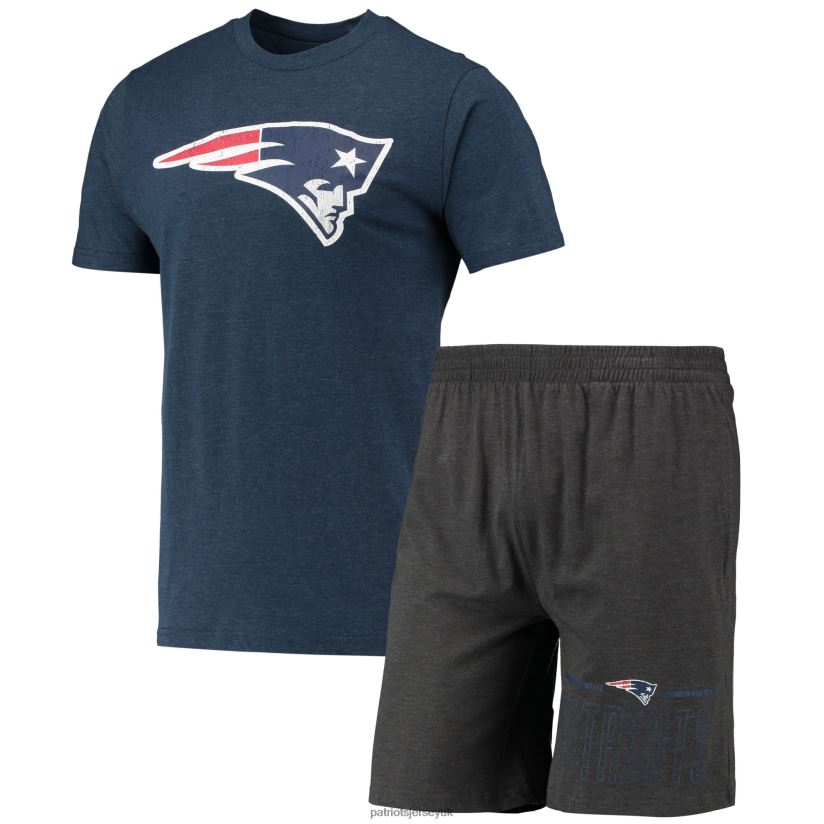 Concepts Sport Navy/Charcoal Meter T-Shirt & Shorts Set Men Patriots Jersey Clothing 6B6H8J1744