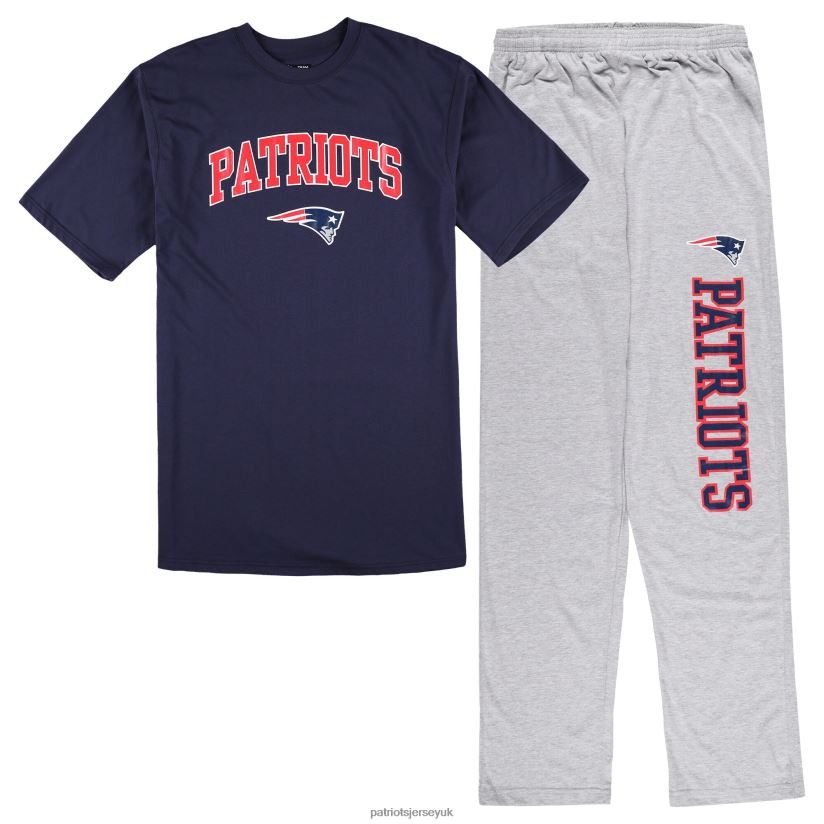 Concepts Sport Navy/Heather Gray Big & Tall T-Shirt & Pajama Pants Sleep Set Men Patriots Jersey Clothing 6B6H8J1754