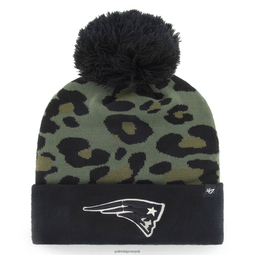 47 Green/Black Bagheera Cuffed Knit Hat with Pom Women Patriots Jersey Accessories 6B6H8J2291