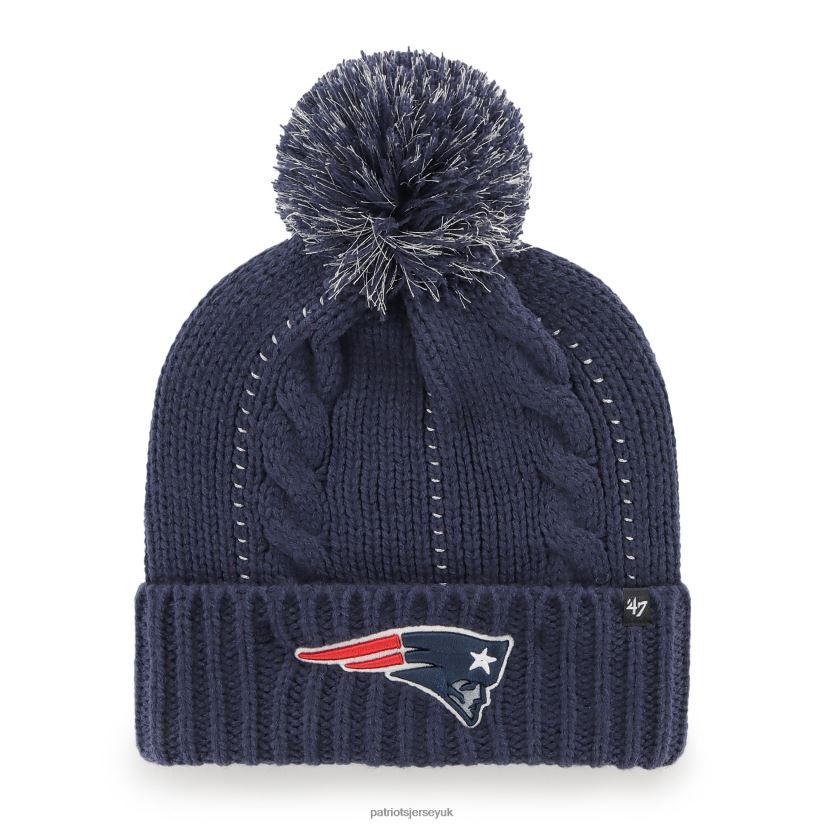 47 Navy Bauble Cuffed Knit Hat with Pom Women Patriots Jersey Accessories 6B6H8J2313