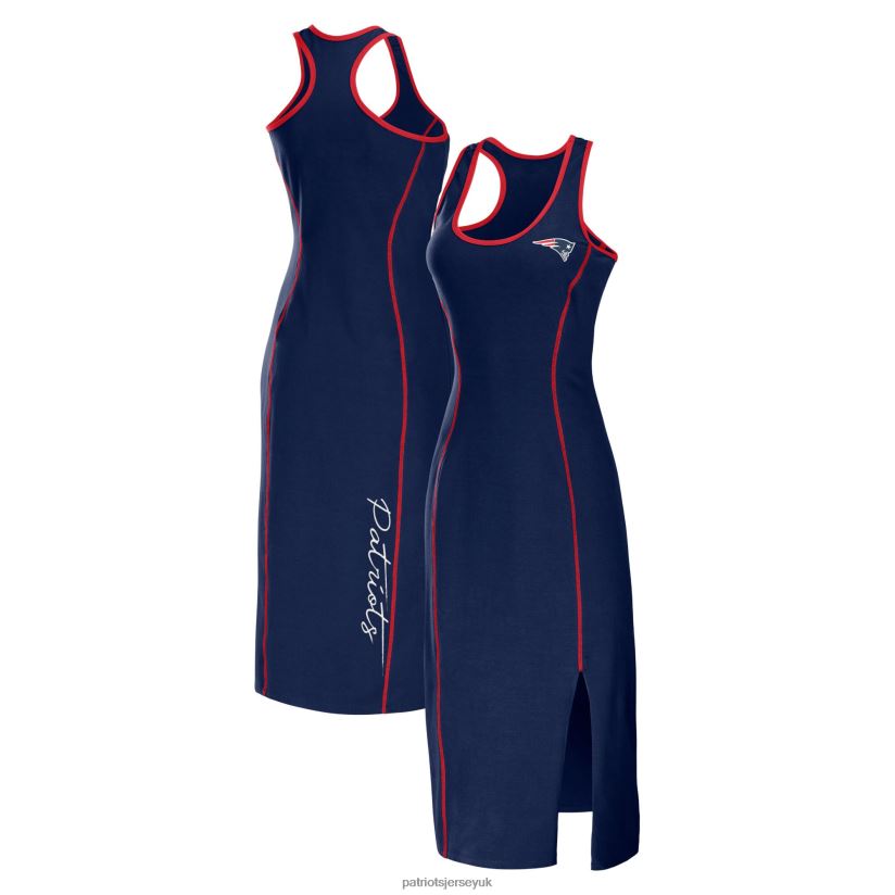 WEAR by Erin Andrews Navy Racerback Tank Midi Dress Women Patriots Jersey Clothing 6B6H8J2221