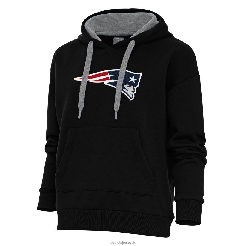 Antigua Black Victory Chenille Pullover Hoodie Women Patriots Jersey Clothing 6B6H8J2372