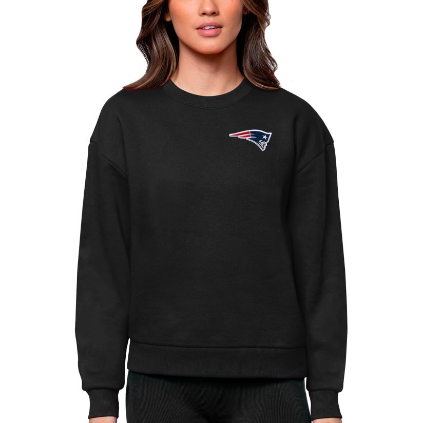 Antigua Black Victory Crewneck Pullover Sweatshirt Women Patriots Jersey Clothing 6B6H8J2444