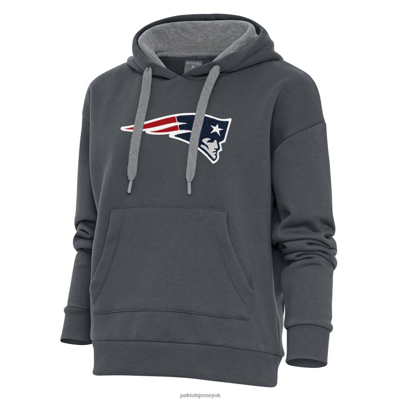 Antigua Charcoal Victory Chenille Pullover Hoodie Women Patriots Jersey Clothing 6B6H8J2432
