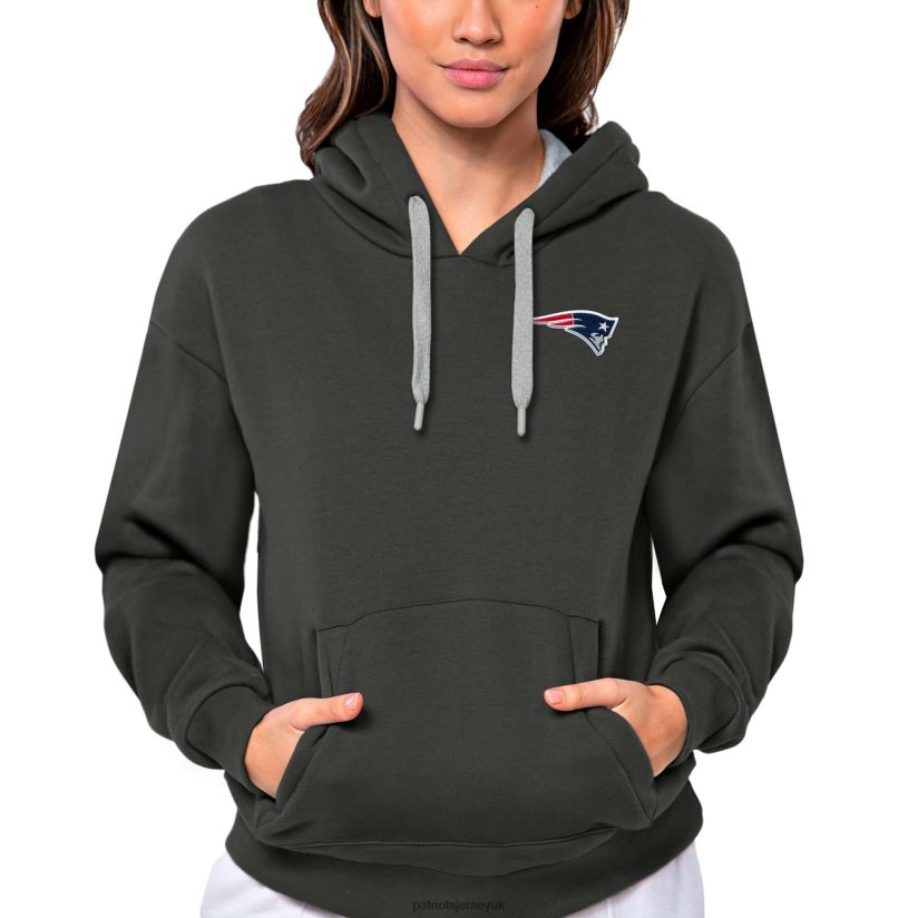 Antigua Charcoal Victory Pullover Hoodie Women Patriots Jersey Clothing 6B6H8J2439