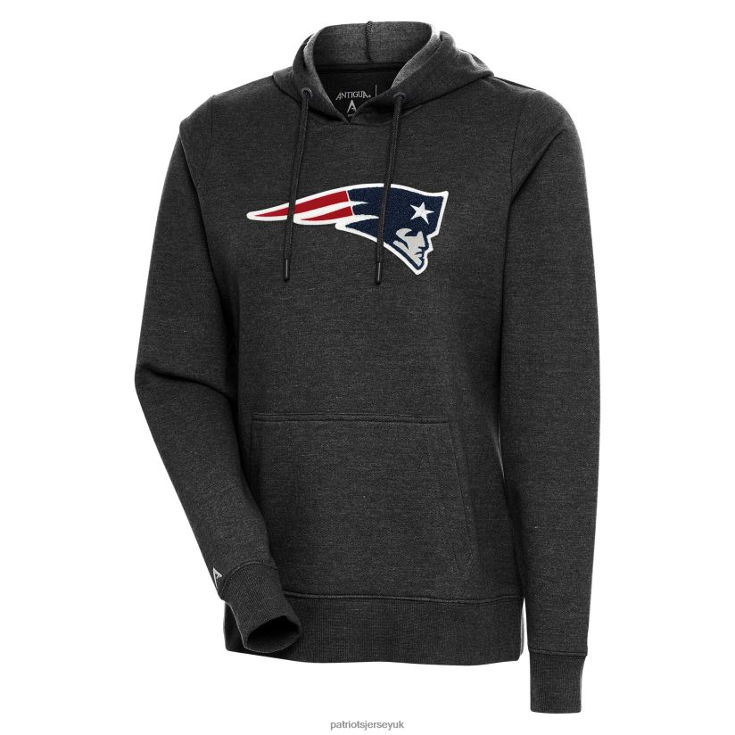 Antigua Heathered Black Action Chenille Pullover Hoodie Women Patriots Jersey Clothing 6B6H8J2375