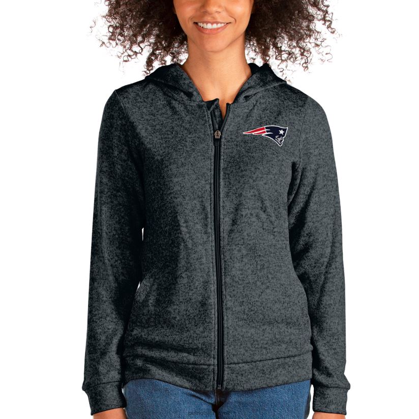 Antigua Heathered Charcoal Absolute Full-Zip Hoodie Women Patriots Jersey Clothing 6B6H8J2414