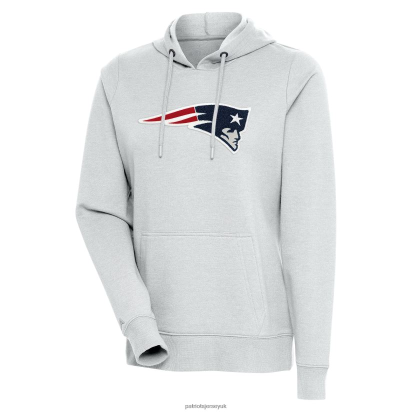 Antigua Heathered Gray Action Chenille Pullover Hoodie Women Patriots Jersey Clothing 6B6H8J2419