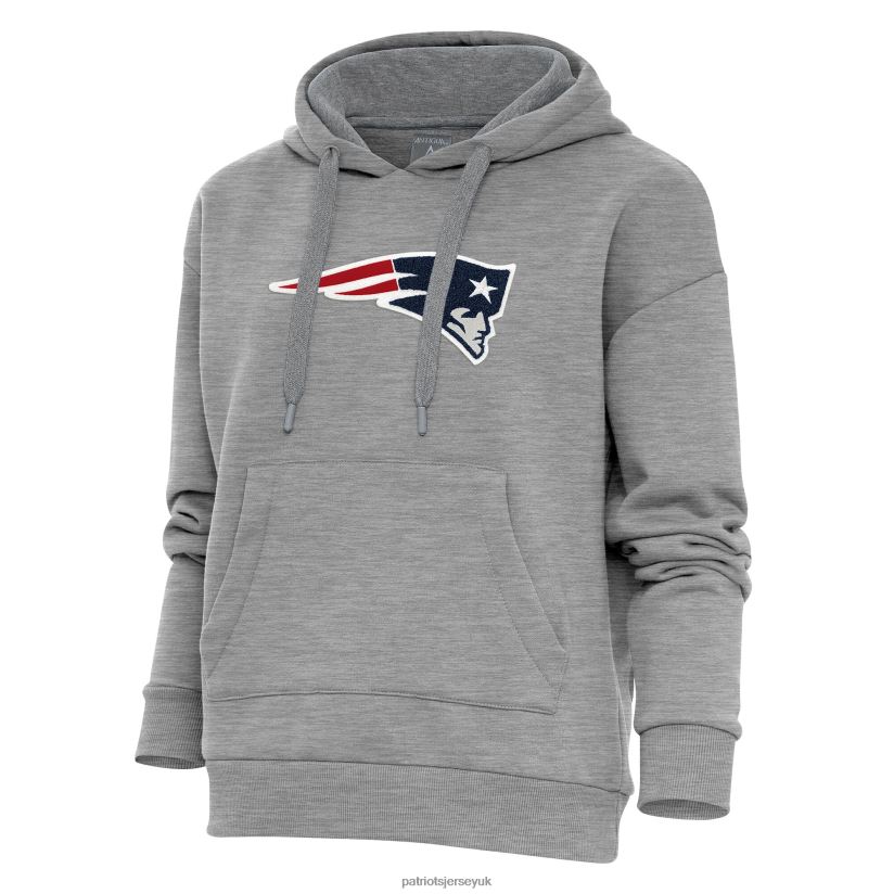 Antigua Heathered Gray Victory Chenille Pullover Hoodie Women Patriots Jersey Clothing 6B6H8J2333