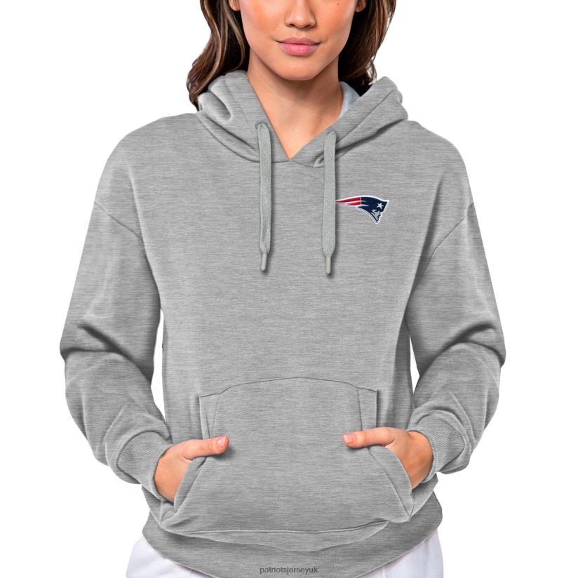 Antigua Heathered Gray Victory Pullover Hoodie Women Patriots Jersey Clothing 6B6H8J2436