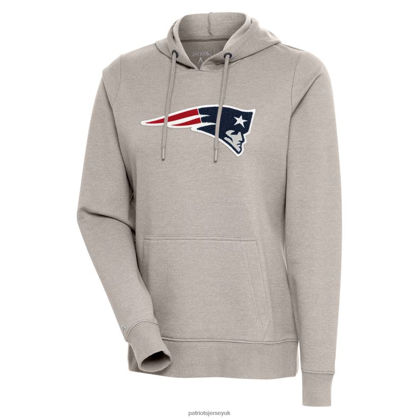 Antigua Oatmeal Action Chenille Pullover Hoodie Women Patriots Jersey Clothing 6B6H8J2420