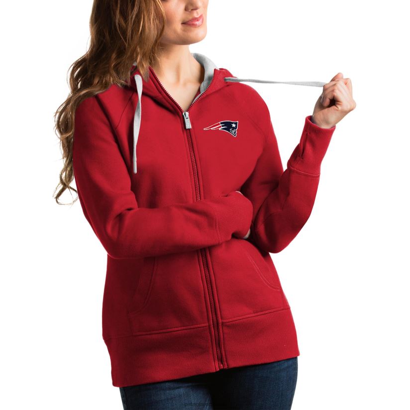 Antigua Red Victory Full-Zip Hoodie Women Patriots Jersey Clothing 6B6H8J2424