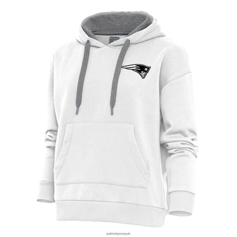 Antigua White Metallic Logo Victory Pullover Hoodie Women Patriots Jersey Clothing 6B6H8J2462