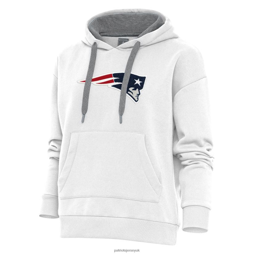 Antigua White Victory Chenille Pullover Hoodie Women Patriots Jersey Clothing 6B6H8J2431